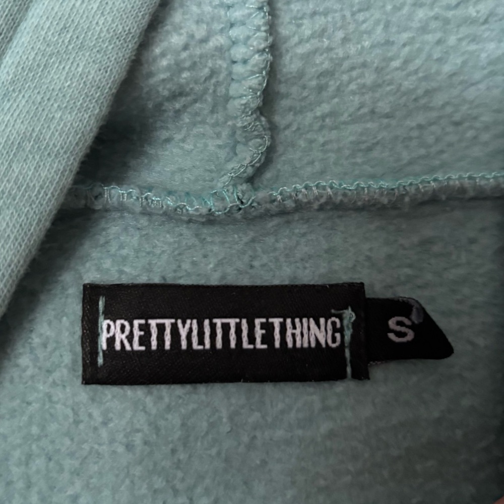 Prettylittlething Teal Fleece Hoodie View 2